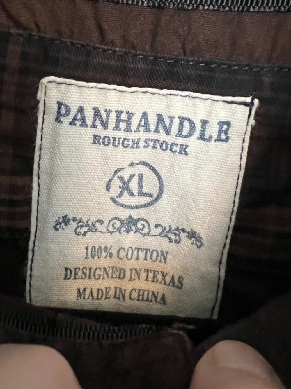 ⭐️ Panhandle Rough Stock Printed Brown Long-Sleeve Snap Down Shirt Size XL